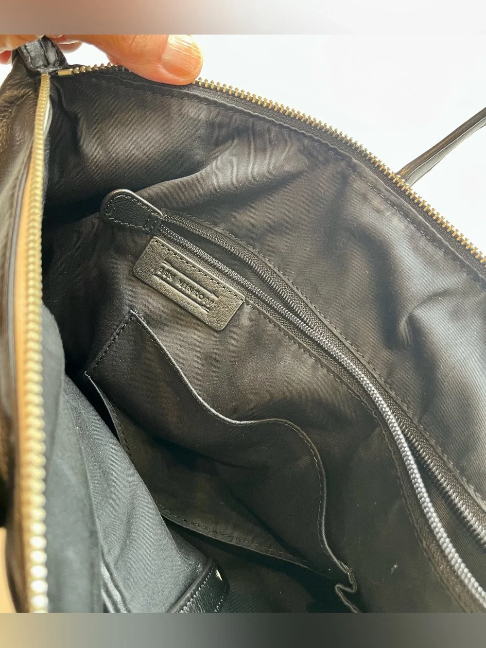 Ben Minkoff Black Leather Large Tote Work Laptop Bag Missing Strap